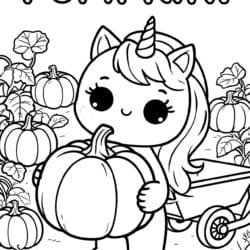 Unicorn Pumpkin Patch Coloring Page – Free Printable