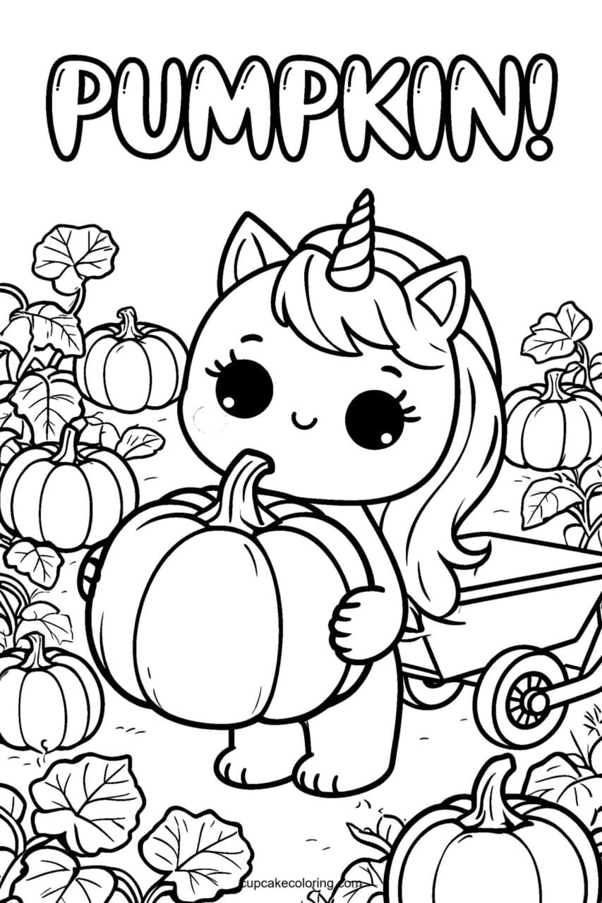 Unicorn Pumpkin Patch Coloring Page – Free Printable