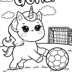 Unicorn Soccer Star Coloring Page – Free Printable
