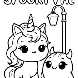 Unicorn Spooky Pal Coloring Page – Free Printable